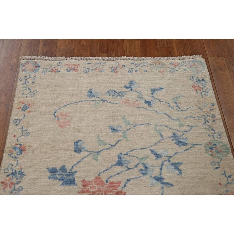 Vegetable Dye Art Deco Oriental Runner Rug Wool Hand-knotted Carpet - 2'10" x 11'7"