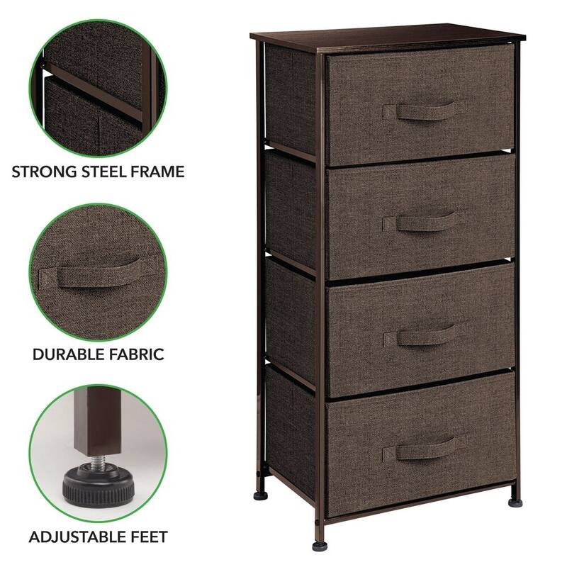 mDesign Vertical Dresser Storage Tower with 4 Drawers