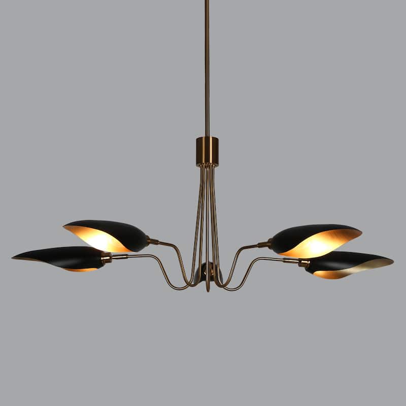 Modern Multi-Light Large Black Gold Sputnik Chandelier Metal Pendant Lights for Dining Room