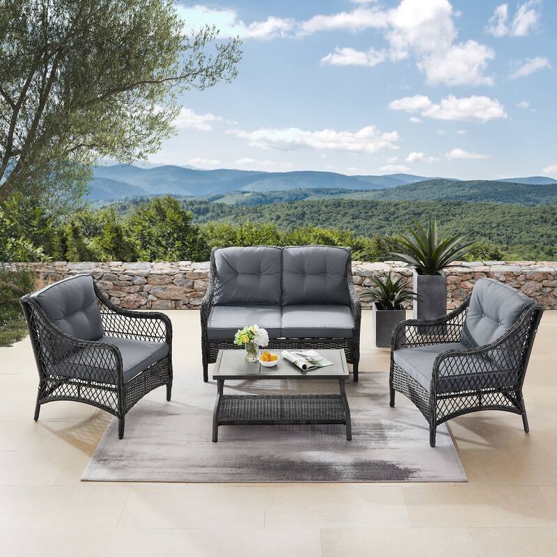 Corvus Vasconia Outdoor 4-piece Brown Wicker Sofa Set