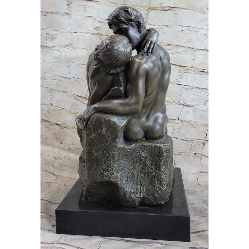 The Kiss By Auguste Rodin Bronze Statue Sculpture Romantic Figure Marble Base 15 Inches X 9 Inches