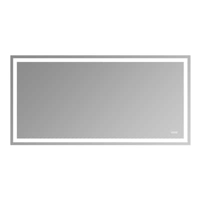 Silver Glass LED Vanity Mirror with Defog, Touch Control and Dual Lights - 72" W x 36" H