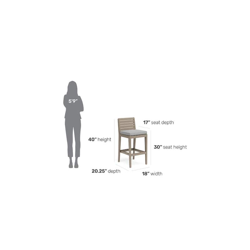 Homestyles Sustain Brown Wood Outdoor Barstool - 18" x 21" x 40"