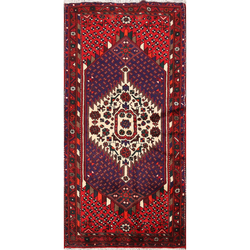 Geometric Hamedan Persian Traditional Area Rug Wool Hand-knotted - 3'2" x 5'8"