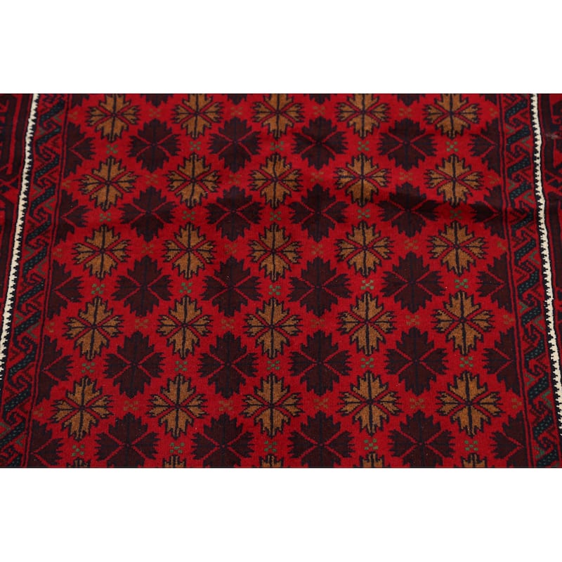 Traditional Geometric Balouch Persian Area Rug Handmade Wool Carpet - 3'8" x 7'0"