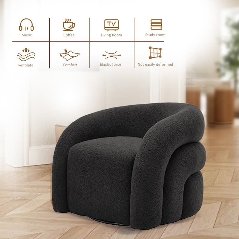Upholstered Boucle Swivel Accent Chair