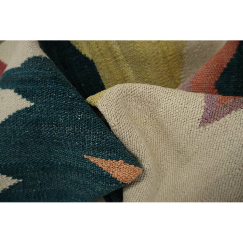 Hand Woven Oriental 100% Wool Carpet Southwestern Modern Multi-Colored Kilim Area Rug - 10' 1'' X 8' 4''