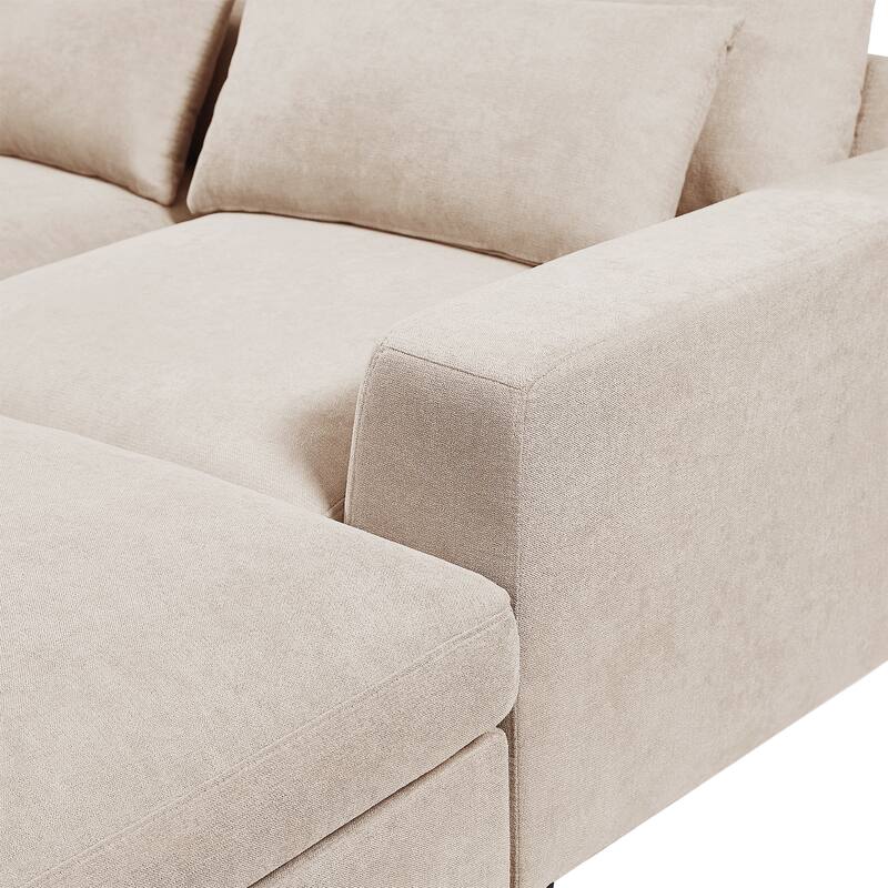 Modern Convertible Large L-shaped Feather Filled Sectional Sofa with Reversible Chaise - 129.9"W x 72"D x 31.5"H