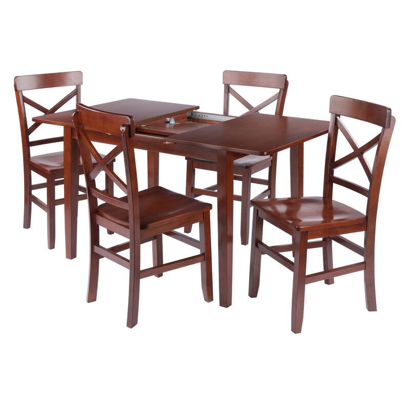Darren 5-pc Set Dining Table w/X-Back Chairs Walnut Finish