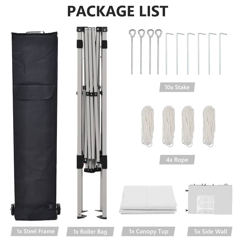 Ainfox 10x20 Heavy Duty Pop up Canopy Tent,Outdoor Shade Instant Folding Event Gazebo with Wheeled Bag