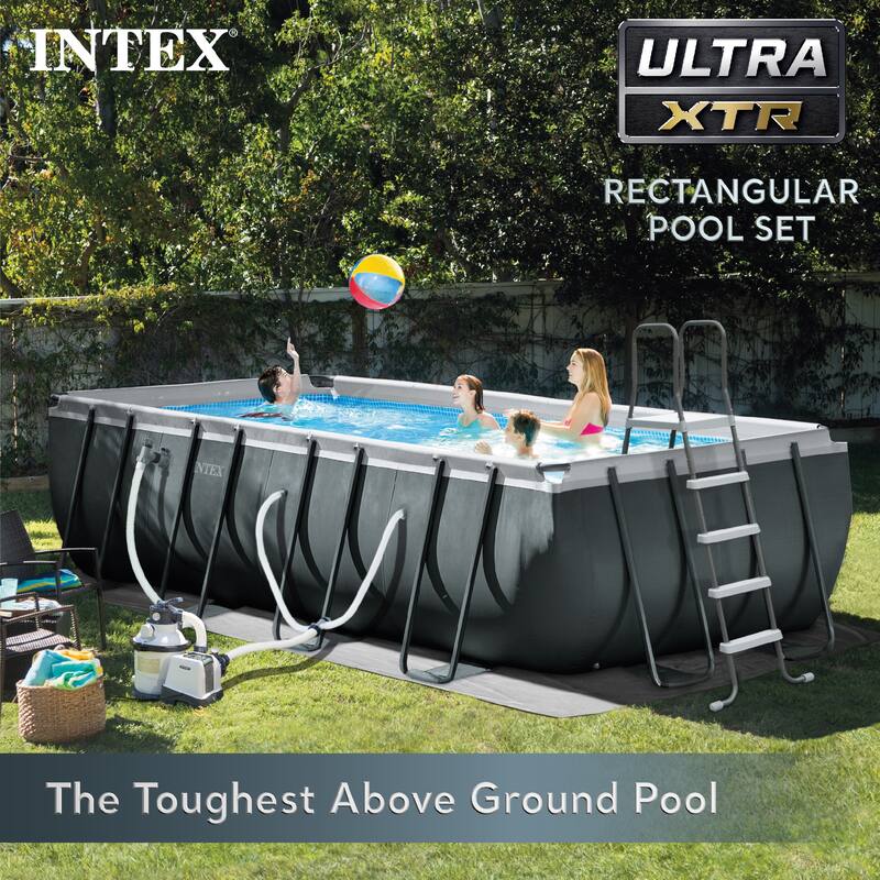 Intex 18ft x 9ft x 52in Ultra XTR Rectangular Pool, Floats (2 Pack), and Cooler