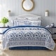 preview thumbnail 2 of 4, Laura Ashley Charlotte Cotton Reversible Blue Comforter Set