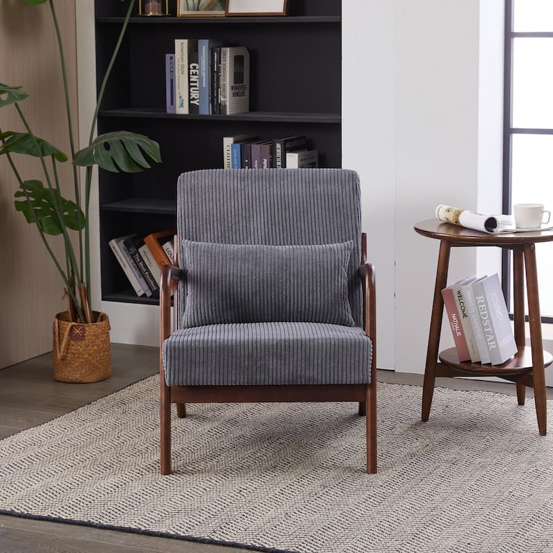 Mid-Century Modern Accent Chair, Arm Chair Living Room Chairs with Pillow Upholstered Reading Chair