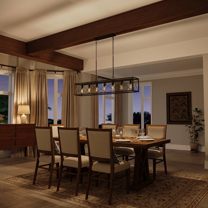 Acroma Farmhouse 7-light Linear Rectangle Chandelier