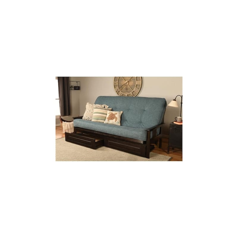 276 Coil Hinged Queen Mattress in Linen Aqua - Supportive Comfort with Soft Upholstery Finish