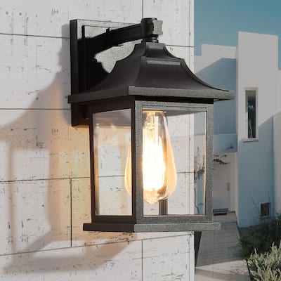 Bern Matte Black 1-Light Outdoor Wall Sconce with Clear Glass