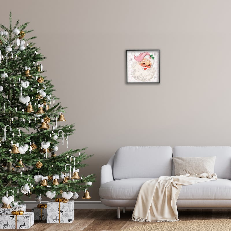 Stupell Pastel Vintage Jolly Santa Framed Giclee Art Design By Mollie B.