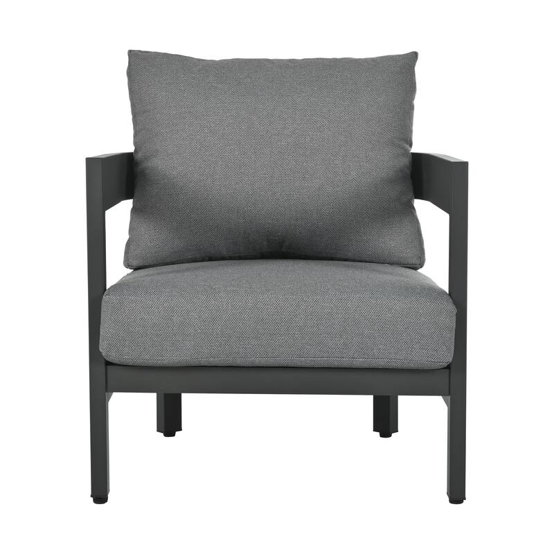 4 Piece Iron Patio Conversation Furniture Set with 3 Seater Sofa, 2 Single Chairs and Coffee Table