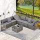 preview thumbnail 62 of 66, EROMMY 6/7 Piece Modular Outdoor Rattan Sofa Set, All-Weather Wicker Patio Furniture with Storage Table, Cushions & Pillows 7 Pcs - Grey