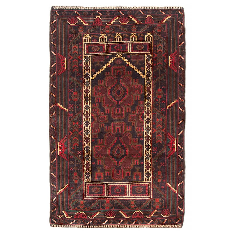 Teimani Burgundy Rug 2'11" x 4'11" - 2'11 x 4'11 - Burgundy - 2'11 x 4'11