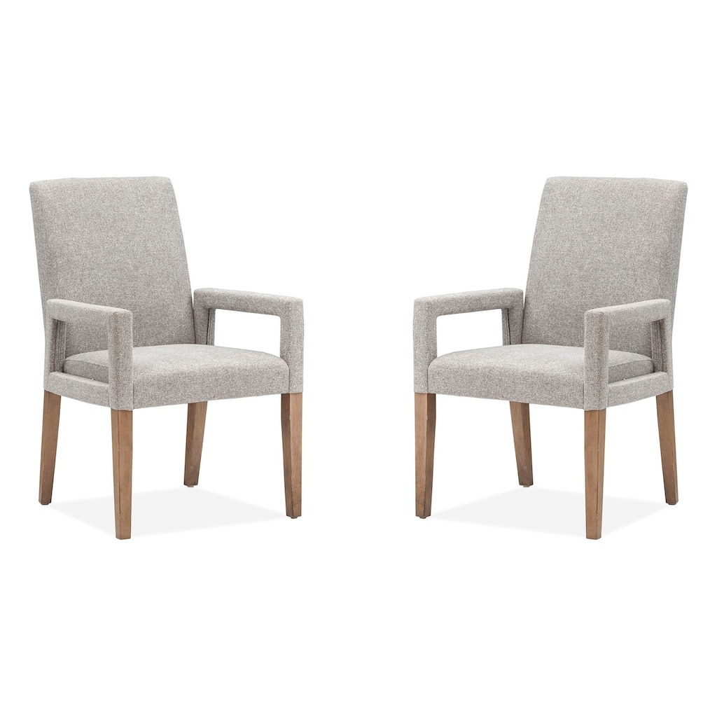 Magnussen Home Lindon Belgian Wheat Grey Upholstered Arm Chair Two Pack - 23.75''W x 24.13''D x 37.25''H