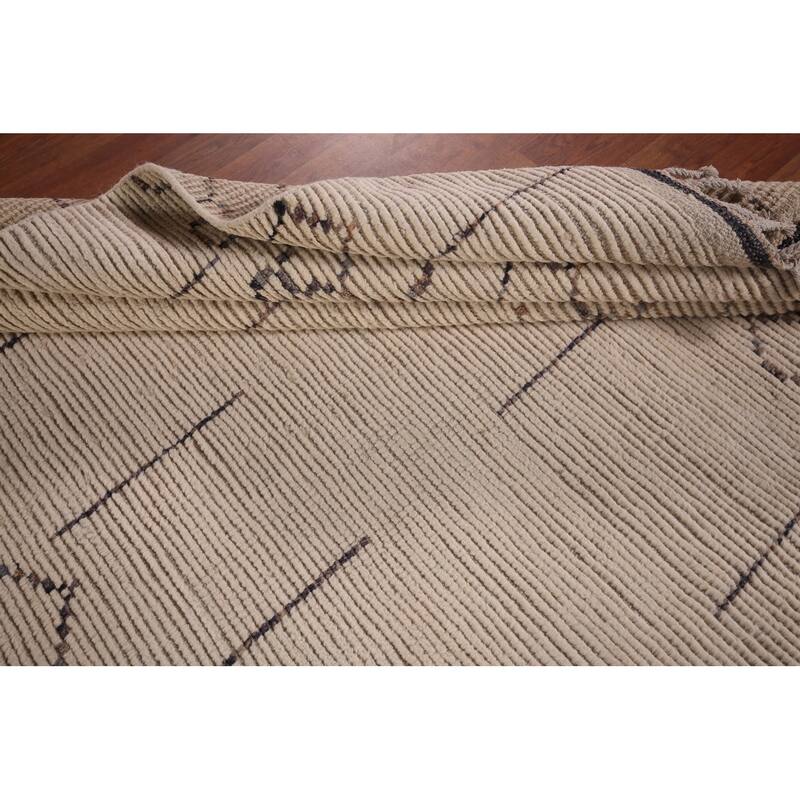 Ivory Trellis Moroccan Oriental Area Rug Handmade Wool Carpet - 5'11"x 9'7"