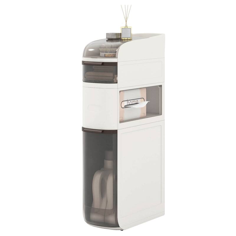 Costway 4-Tier Narrow Bathroom Storage Cabinet with Drawers Tissue Box - See Details