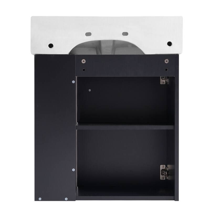 21.6" White Floating Bathroom Vanity - Space-Saving Wall-Mounted Sink Cabinet with Side Storage & Soft-Close Door