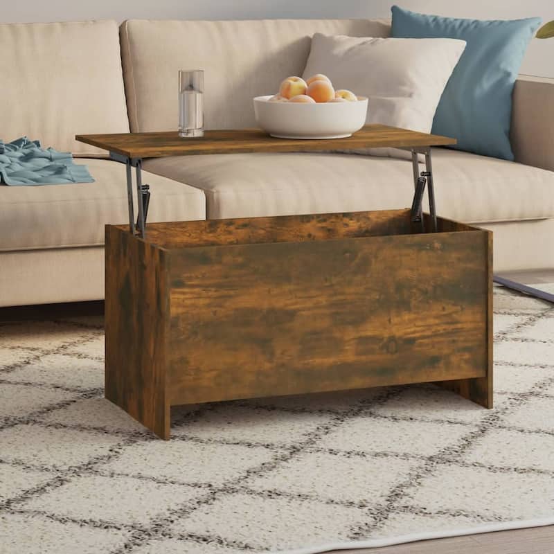 vidaXL Coffee Table Lift Top End Table Accent Side Sofa Table Engineered Wood - 40.2" x 21.9" x 20.7" - Smoked oak