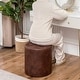 preview thumbnail 12 of 60, Adeco Round Ottoman Upholstered Tufted Faux Leather Footrest