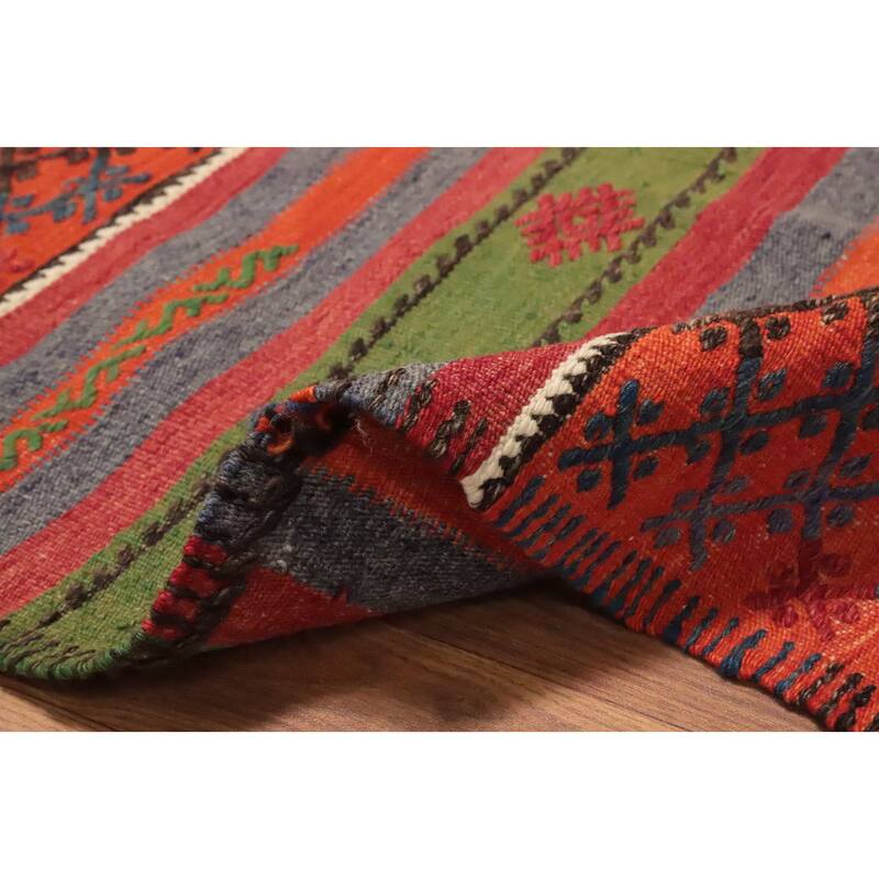 Hand Woven Oriental 100% Wool Carpet Southwestern Tribal Multi-Colored Kilim Area Rug - 10' 0'' X 6' 0''