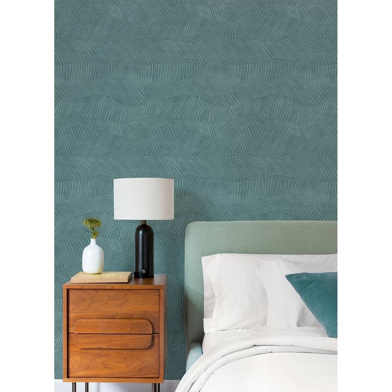 Sarah + Ruby Drift Turquoise Abstract Landscape Wallpaper