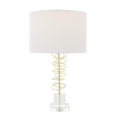 Metal Abstract Overlapping Ring Room Accent Lamp with Elevated Square Glass Base - Gold - Roche River Decor