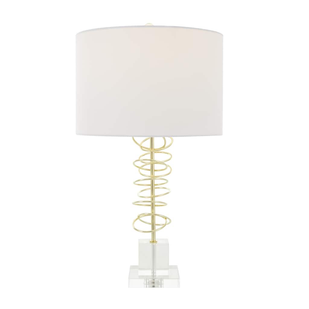 Metal Abstract Overlapping Ring Room Accent Lamp with Elevated Square Glass Base - Gold - Roche River Decor