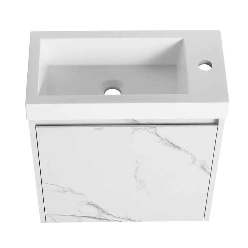 GDFStudio - Milo Modern Wall-Mounted Bathroom Vanity with White Resin Sink and Soft-Close Cabinet Door