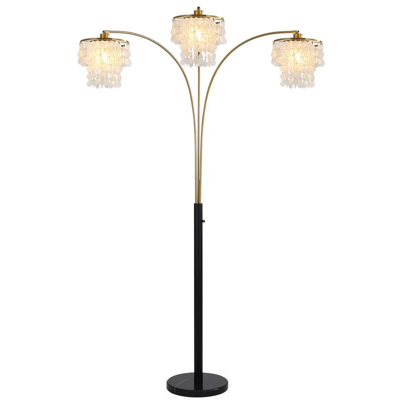 Brio 90" 3-Light Modern Gold Arc Floor Lamp - 90