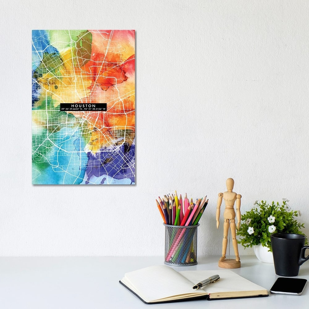 iCanvas "Houston City Map Colorful" by WallDecorAddict Canvas Print