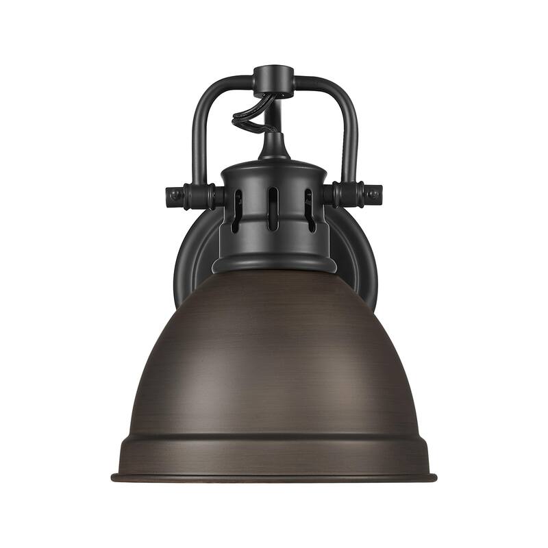 Yep by Golden Lighting Duncan 1-light Vanity in Matte Black and Rubbed Bronze shade