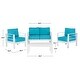 preview thumbnail 4 of 5, SAFAVIEH Outdoor Living Nason White/ Teal 4 Pc Set