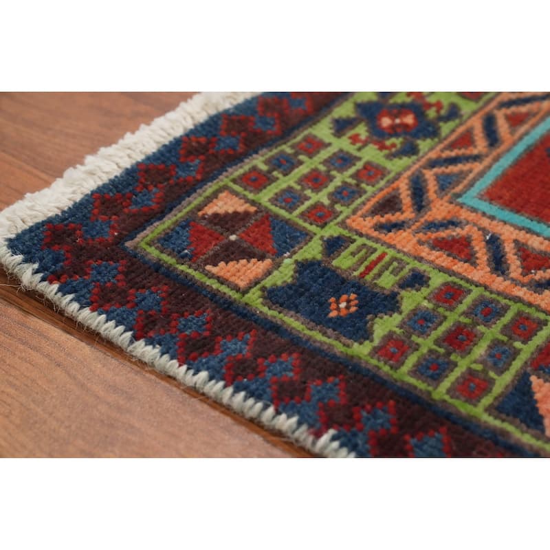 Hand Knotted Oriental 100% Wool Carpet Traditional Geometric Oranges & Rust Ardebil Runner Rug - 10' 6'' X 2' 11''