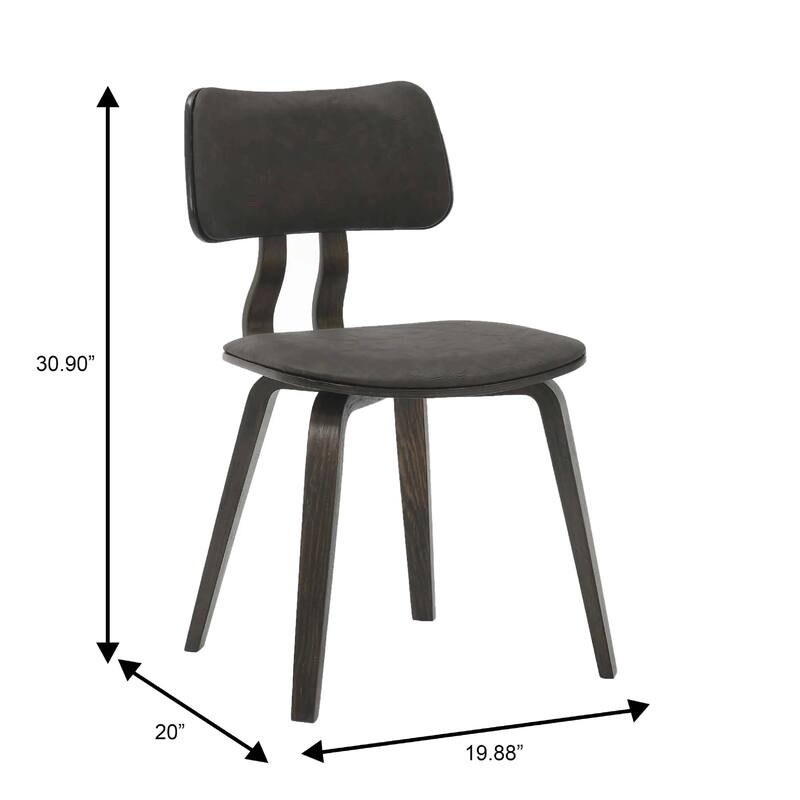 Clivo Leather Dining Chair with Open-Back and Poplar Wood Legs for Kitchen or Dining Room Set of 2