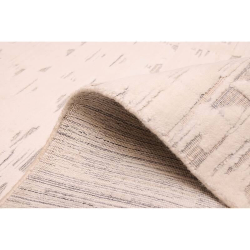 ECARPETGALLERY Hand Loomed Elysian Cream Wool Rug - 7'11 x 9'10