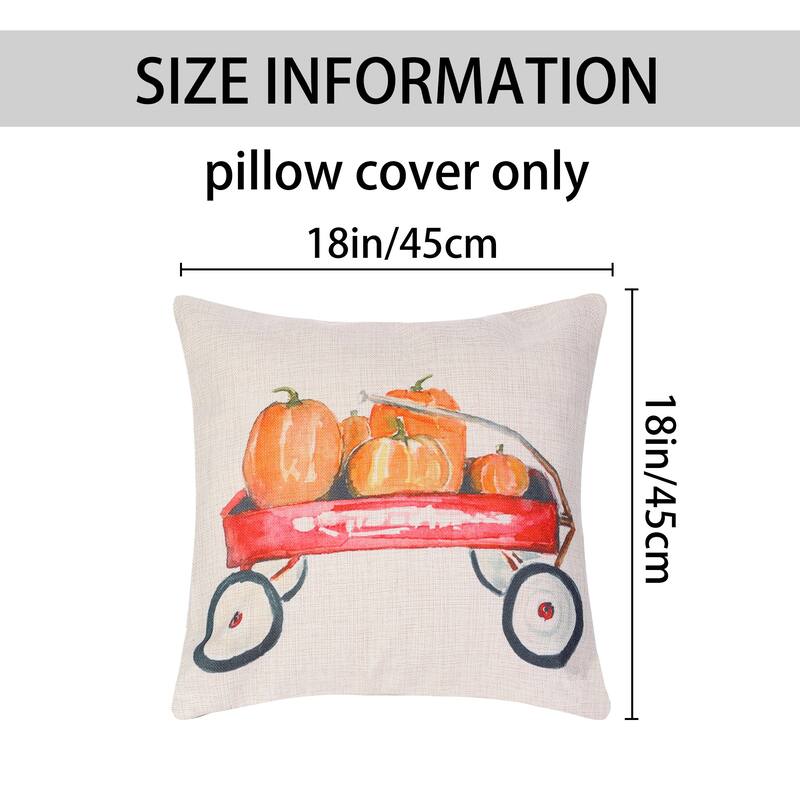 2Pcs Fall Pumpkin Decorative Throw Pillow Covers Square Cushion Covers