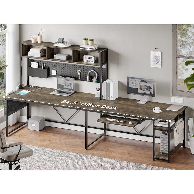 L Shaped Gaming Desk Computer Desk Corner Desk Pegboard Power Outlet
