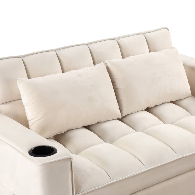 Multi functional Sofa Bed with Cup Holder and USB Port for Living Room