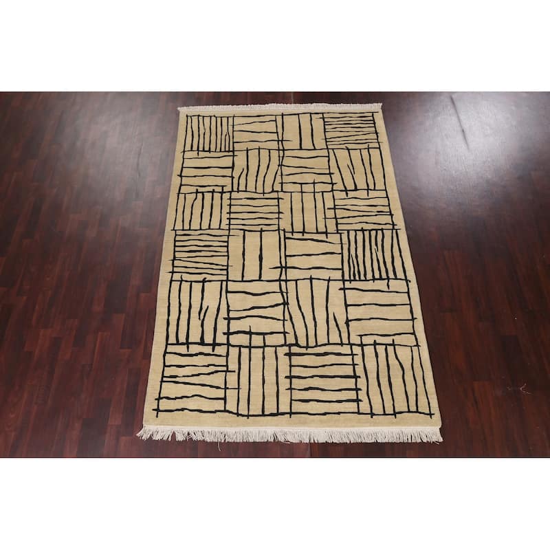 Vegetable Dye Abstract Nepalese Oriental Area Rug Wool Hand-knotted - 6'2" x 9'4"