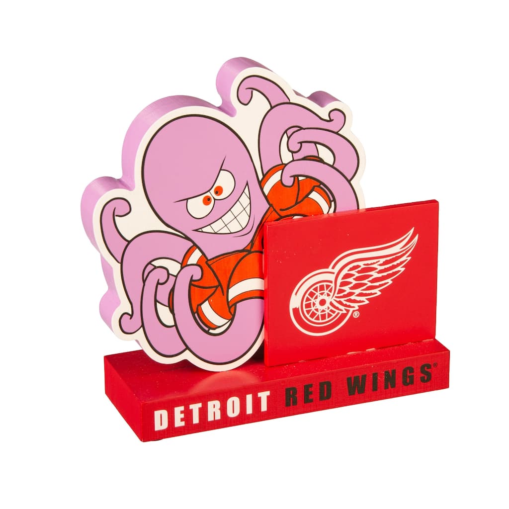 8 in. Wooden Mascot Statue with Team Logo, Detroit Red Wings