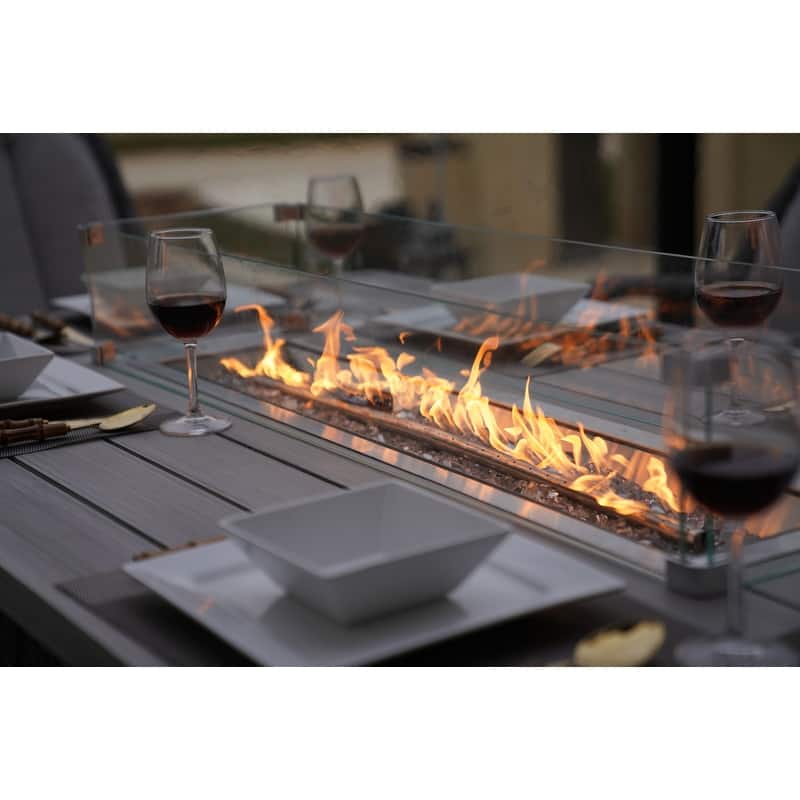 7-Piece Patio Dining Sets with Aluminium Fire Pit Table