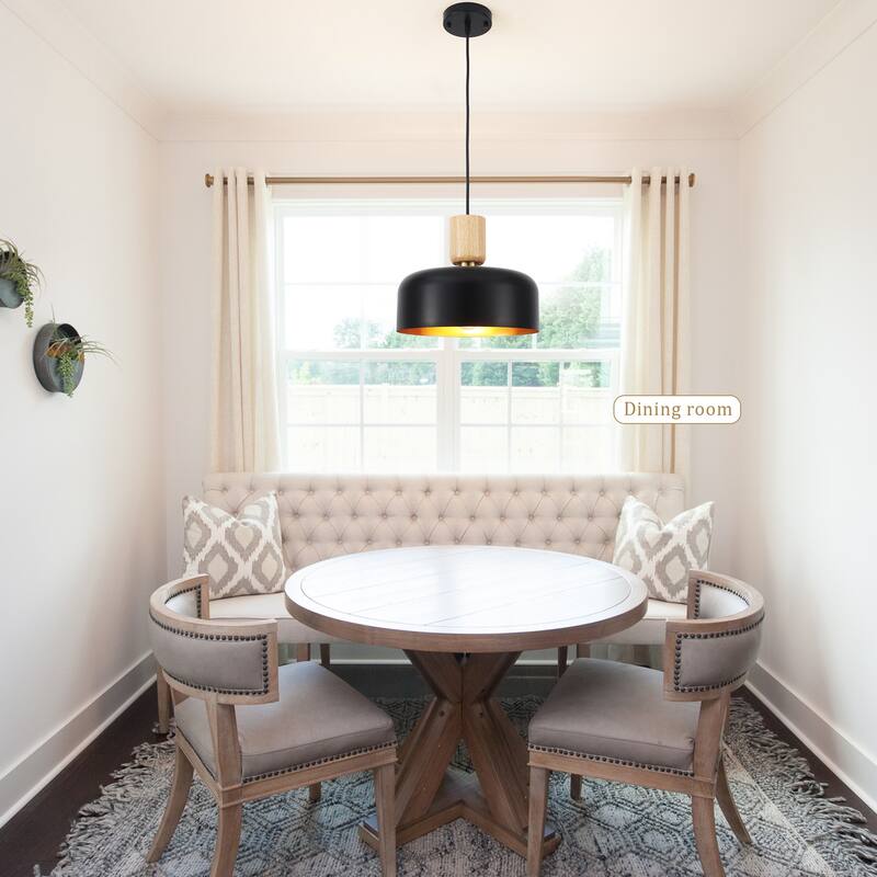 1-Light Industrial Pendant Light with Metal Shade for Bedroom Dining Room Kitchen