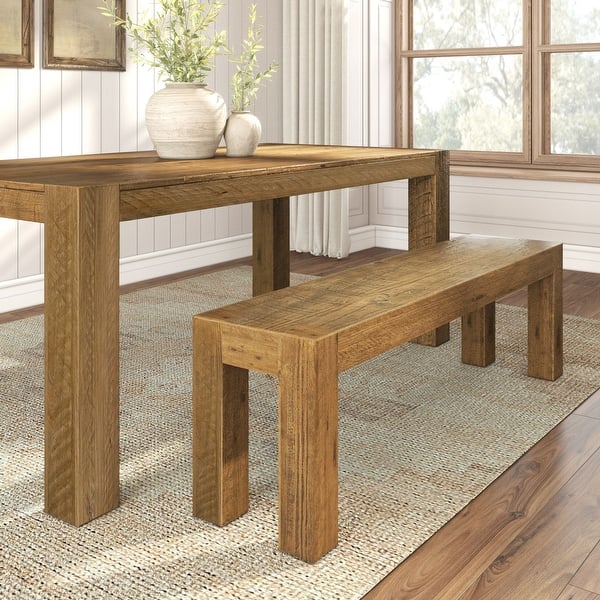 slide 2 of 7, Rustic Solid Wood Dining Bench - 58" Rustic Honey